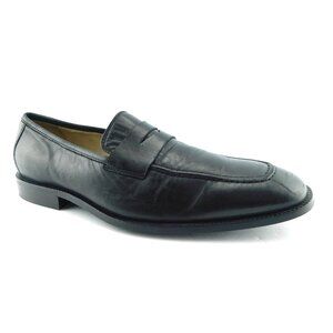 ROBERT ZUR Black Leather Slip-on Penny Loafers 12